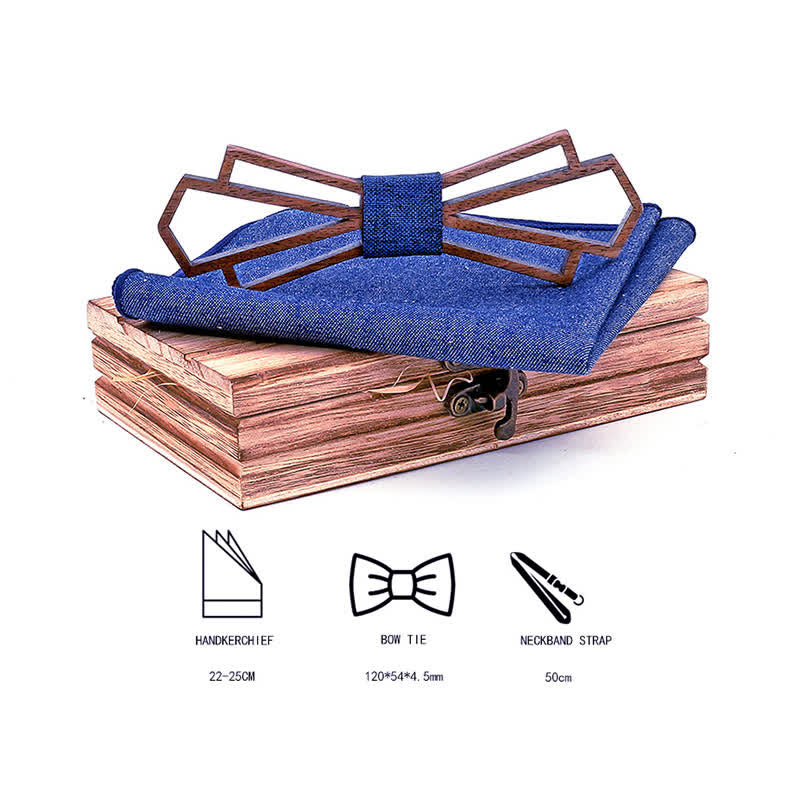 2Stk. Herren Neuheit Hohl Holz Fliege Set