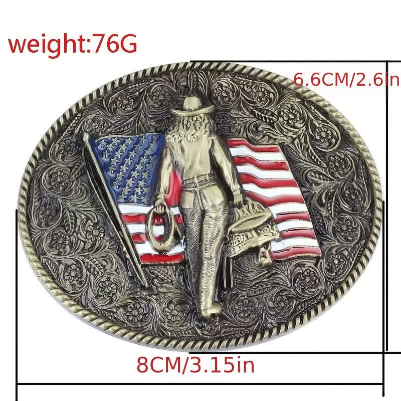 DIY Cowboy Ledergürtel mit amerikanischer Flaggen Schnalle für Männer