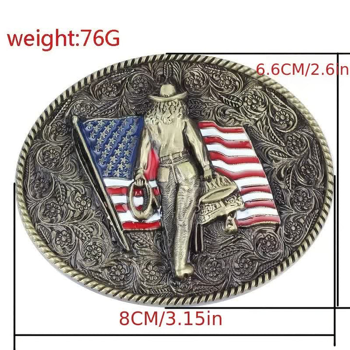 DIY Cowboy Ledergürtel mit amerikanischer Flaggen Schnalle für Männer
