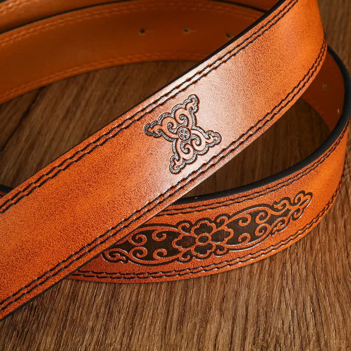 Schwarzer Leder-Gürtel für Herren mit silbernem Pferdemotiv - image 14