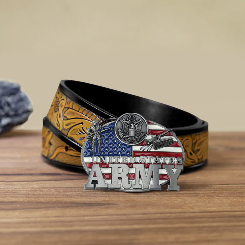 Herren DIY Militär US Army Schnalle Ledergürtel