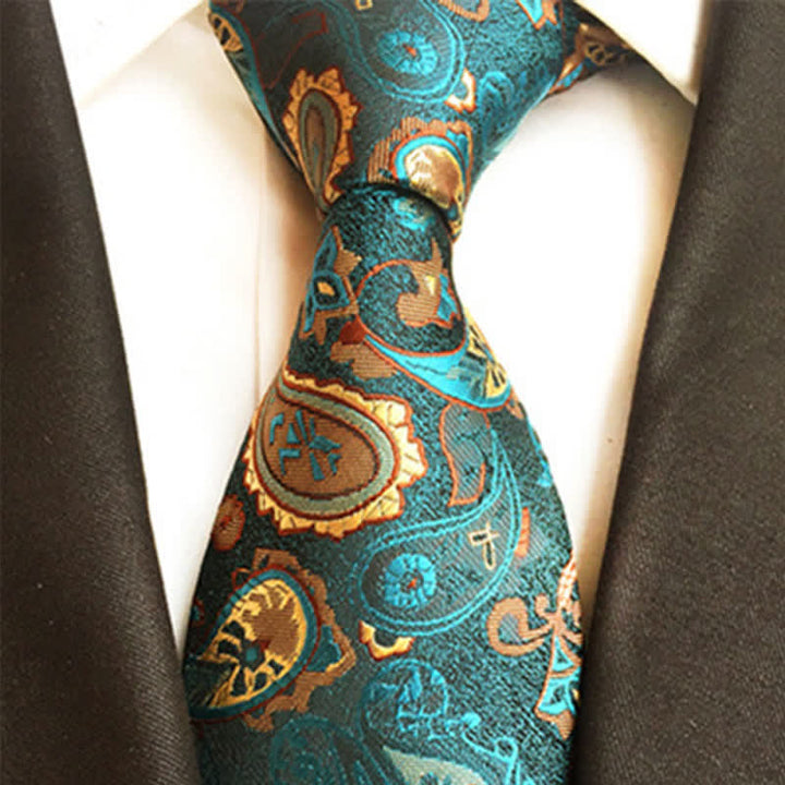 Dunkelgrüne Herren Nostalgie Paisley Krawatte
