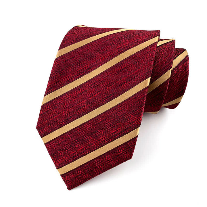 Klassische Herren-Krawatte mit dünnen Streifen - Rot & Gold - image 2