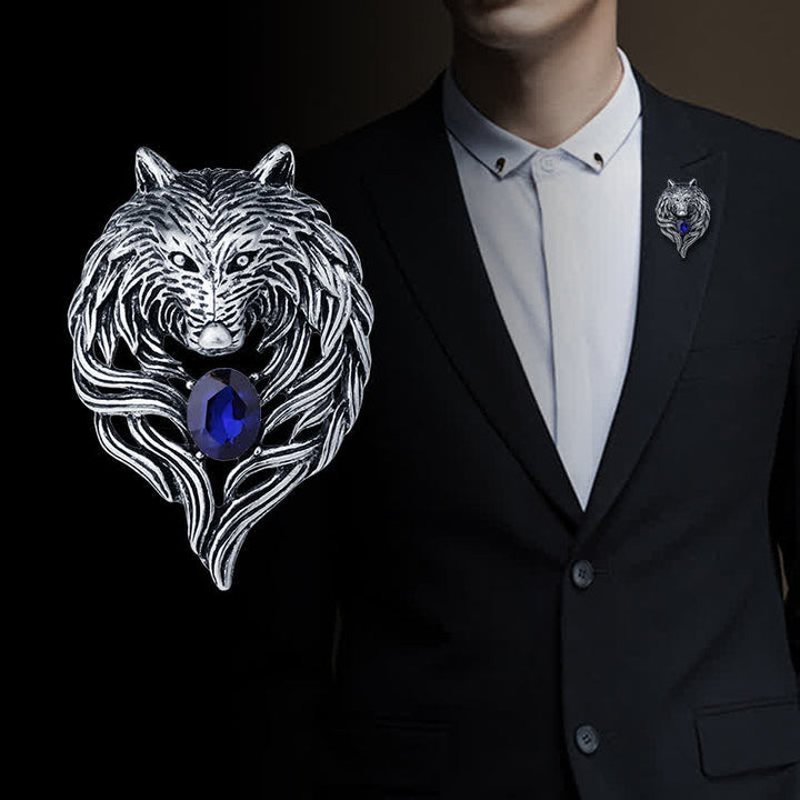 Herren Legendärer Wolfskopf Brosche