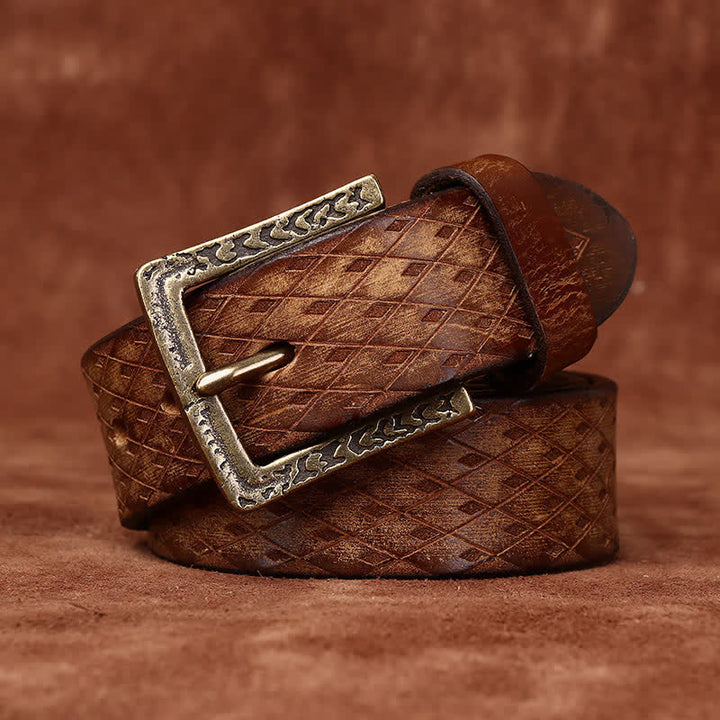 Entworfenes Vintage-Lederband mit geprägtem Diamantmuster