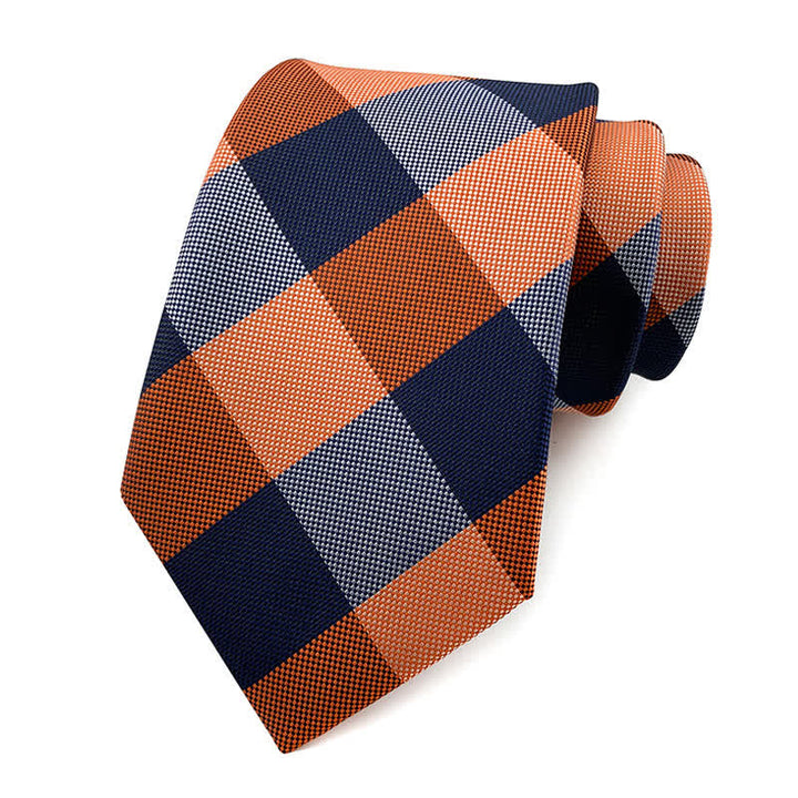 Schmale Herren Smokinganzug Krawatte Kariert - Orange - image 16