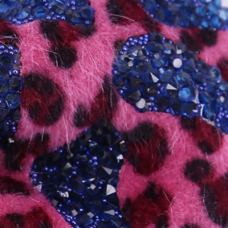 Leopardenmuster Herren Fliege mit blauen und gelben Kristallen