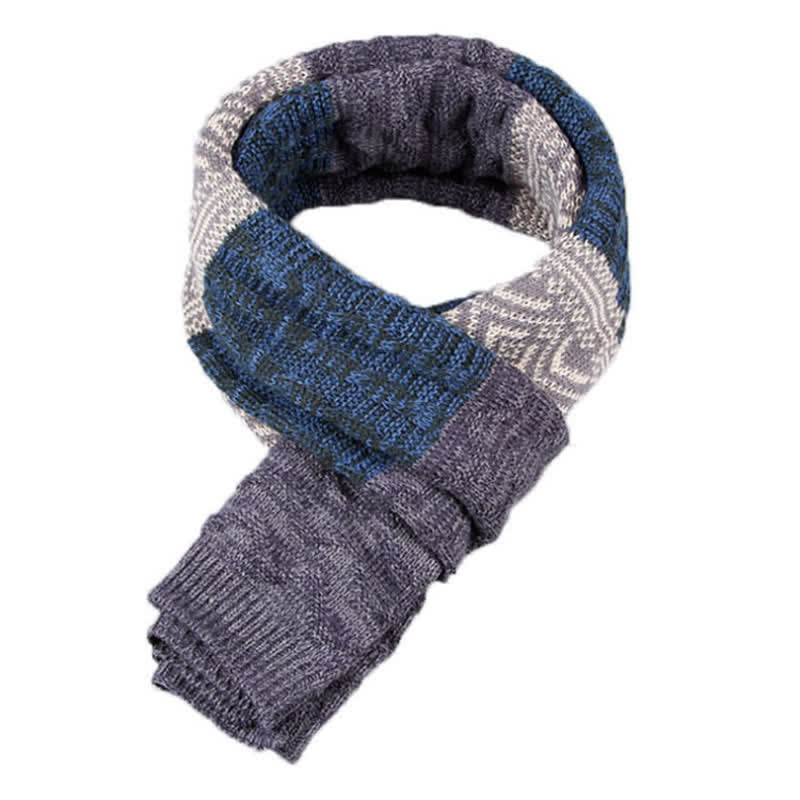 Herren Argyle Gestrickter Color Block Schal