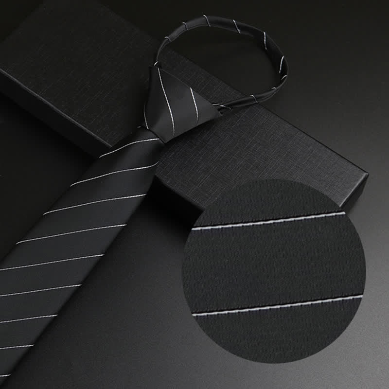 Klassische Krawatte mit Reißverschluss für Herren in Schwarz-Grau - Schwarz Gestreift - image 1