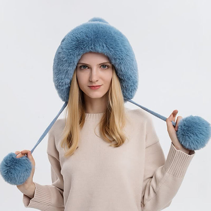 Dreifacher Bommel dicker warmer gestrickter Hut für Damen