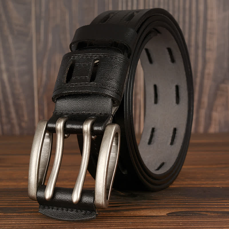 Lässiger Lederhosengürtel mit Doppelzinken für Herren