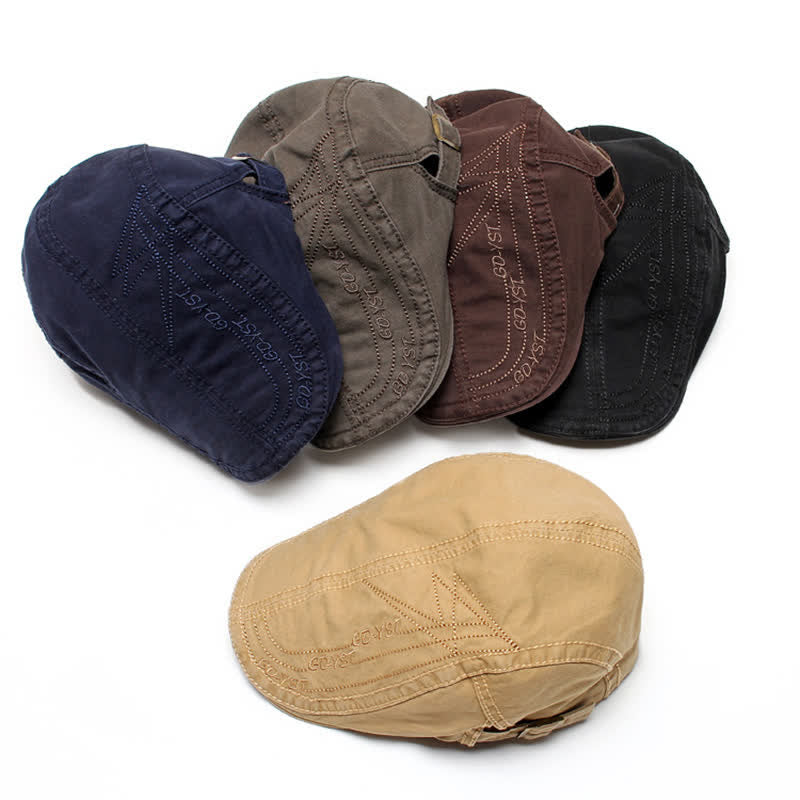 Alphabet Einfarbige Gewaschene Denim-Beret-Mütze - image 1