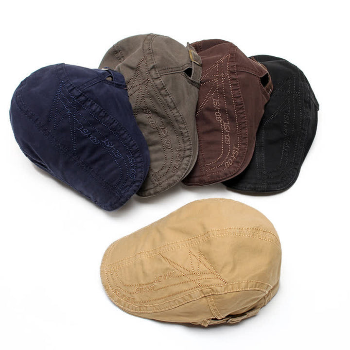 Alphabet Einfarbige Gewaschene Denim-Beret-Mütze - image 1