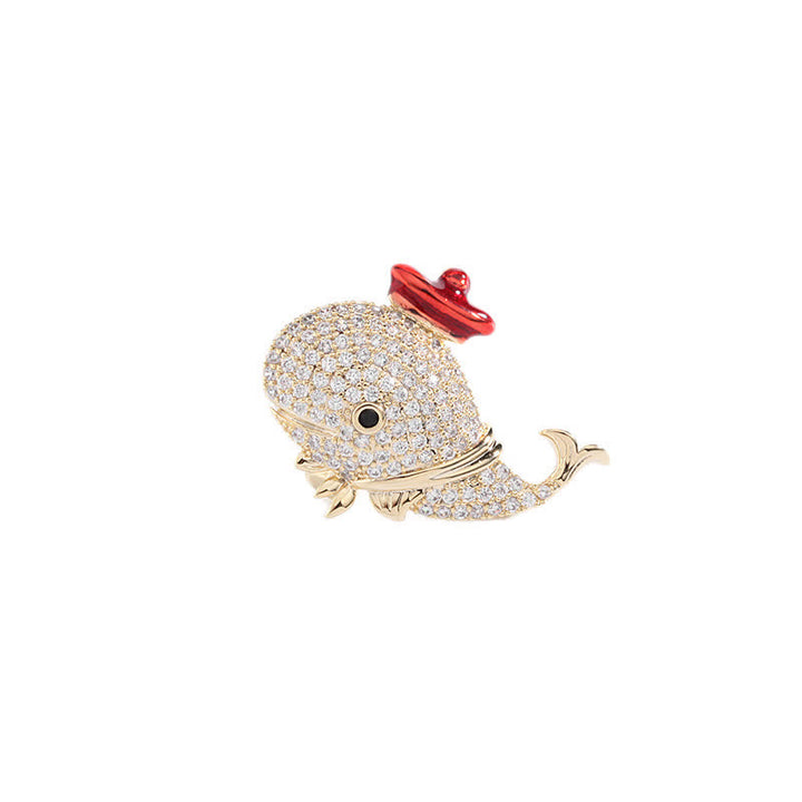 Frauen Marine Strass Wal Brosche