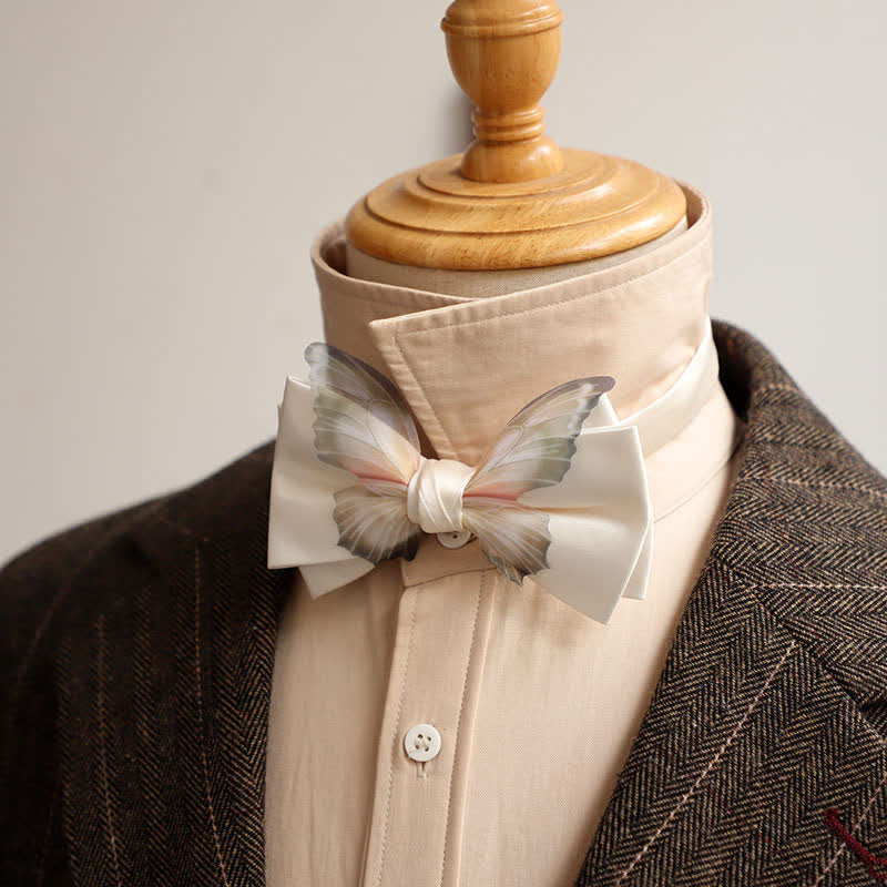 Herren-Set aus Vintage-Organza mit Schmetterlings-Fliege und Einstecktuch