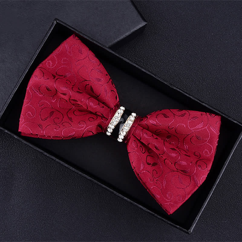 Herren Fliege mit Blumen Paisley, Streifen und Strass