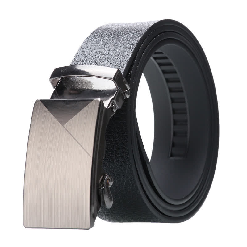 Herren Business Automatik Schnalle Schwarzer Ledergürtel - Stil Nr. 1 - Silber - 42 - image 0