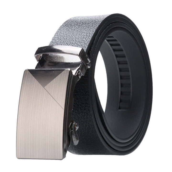 Herren Business Automatik Schnalle Schwarzer Ledergürtel - Stil Nr. 1 - Silber - 42 - image 0