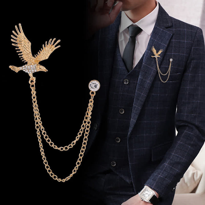 Herren-Brosche mit funkelndem Adler-Motiv und Strasssteinen