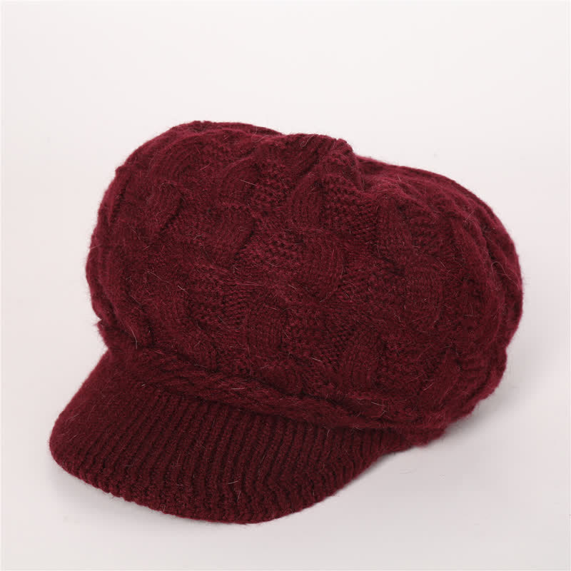 Damen Beanie-Hut mit lockerem flauschigem Futter und Schirm