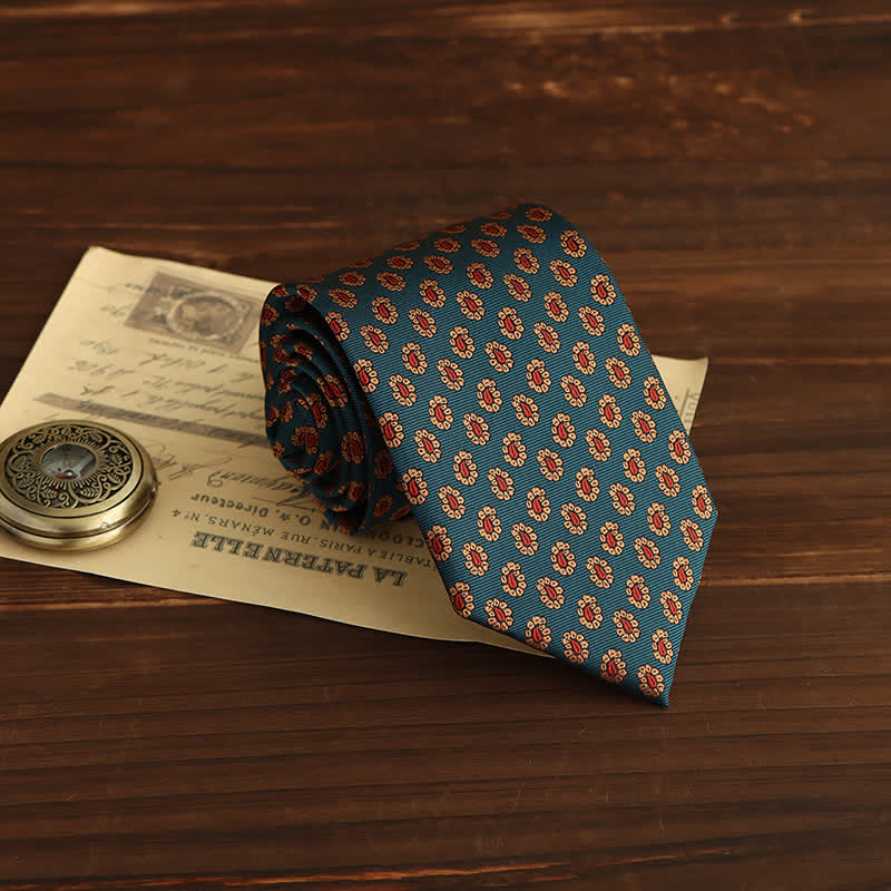 Herren neuartige Mikro Paisley Blumen Krawatte - Blau & Gelb - image 3
