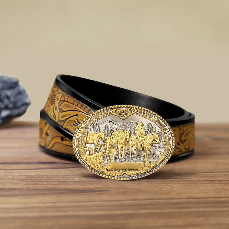 Herren DIY Cowboy Ritter Führt Pferd Schnalle Ledergürtel
