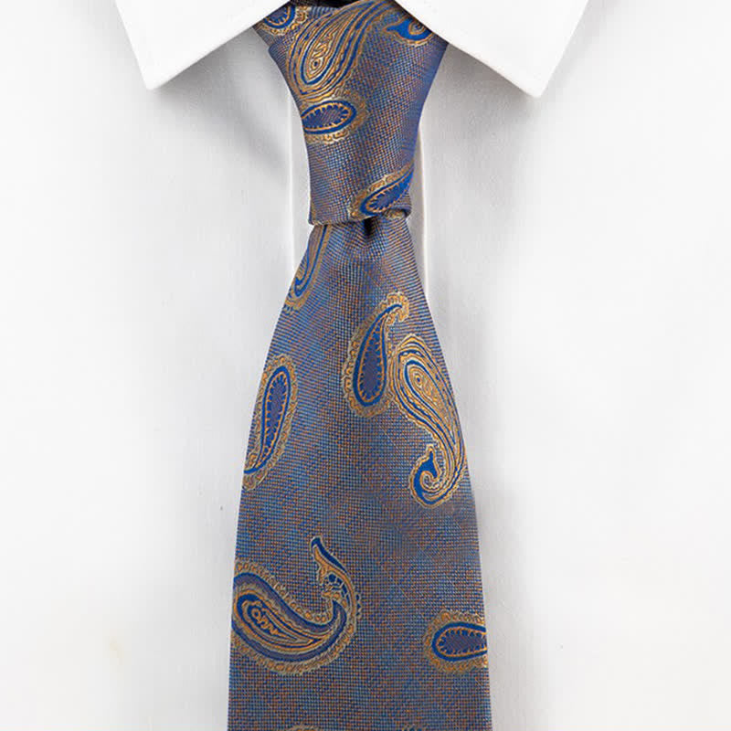 Herren Kaleidoskop Blau & Gold Paisley-Krawatte