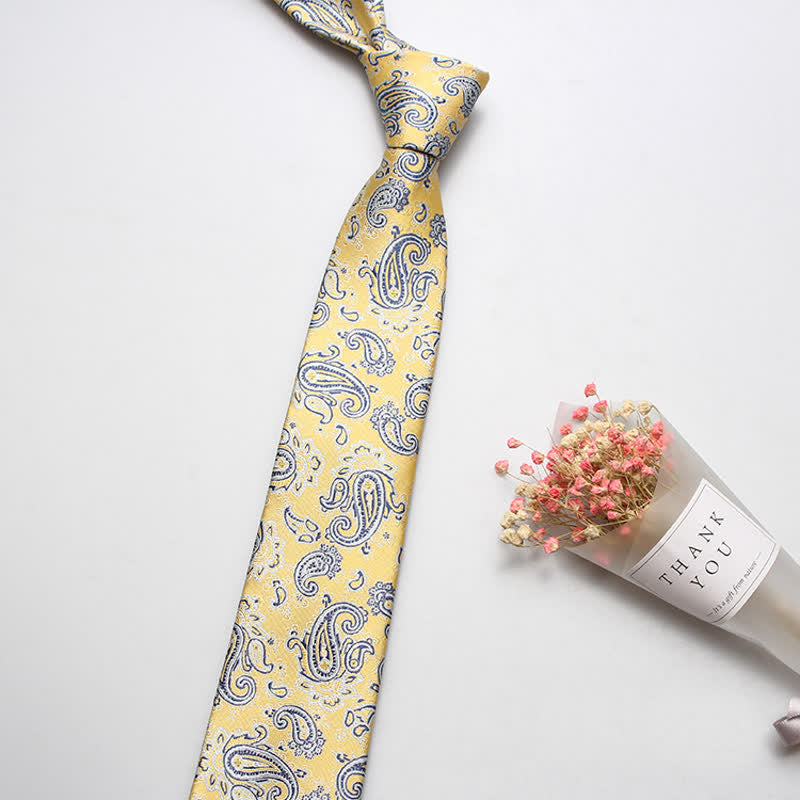 Luxuriöse Herren-Casual-Krawatte mit Paisleymuster - Blau & Gelb - image 5
