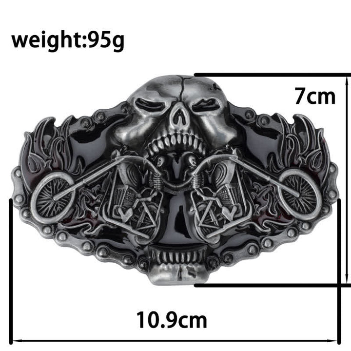 Gothic-Motorrad-Gürtel aus Leder mit Geisterkopf für Herren