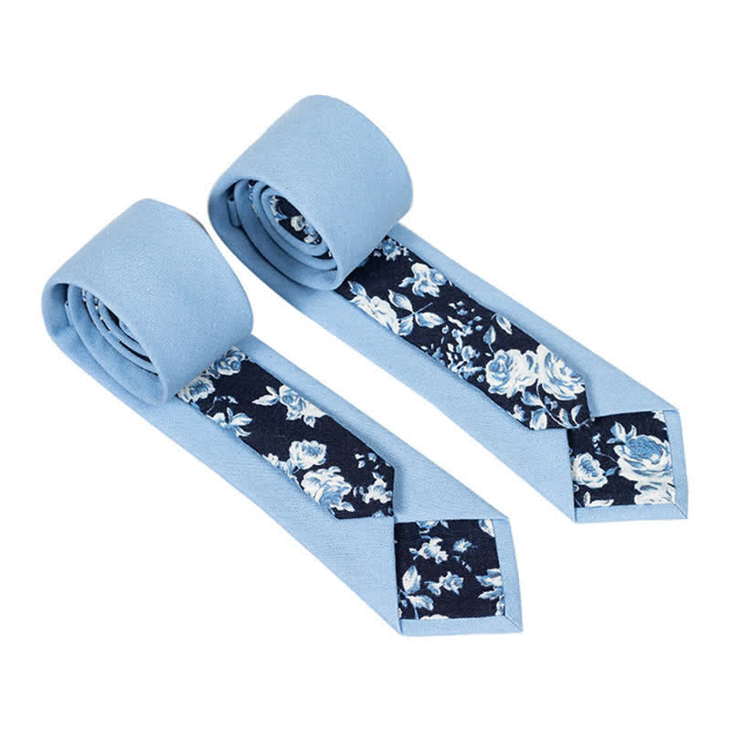 Herren Neuartiger Karo-Blumen-Patchwork-Krawatte - Himmelshellblau - image 23