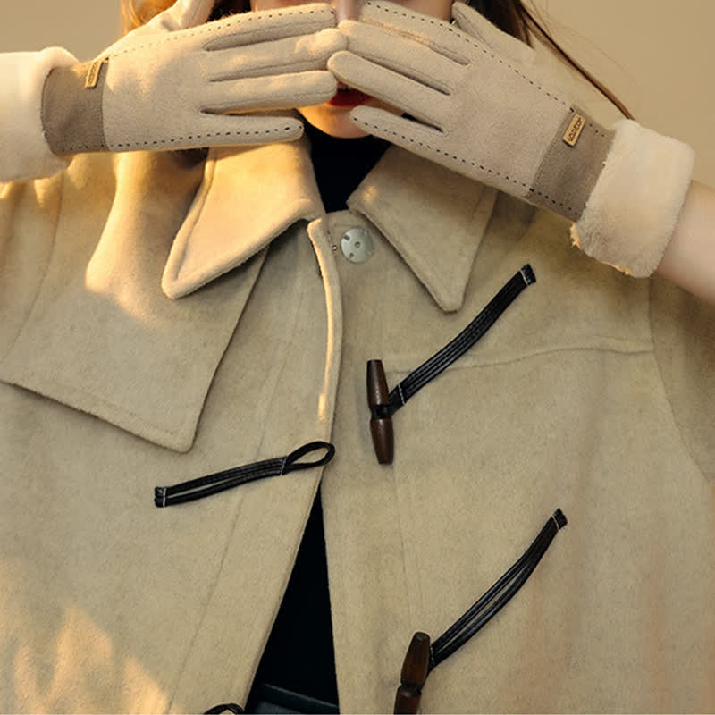 Damen weiche Plüsch gemütliche Herz-Touchscreen-Handschuhe
