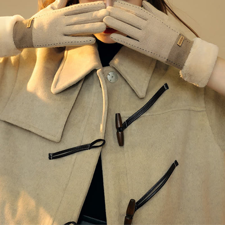 Damen weiche Plüsch gemütliche Herz-Touchscreen-Handschuhe