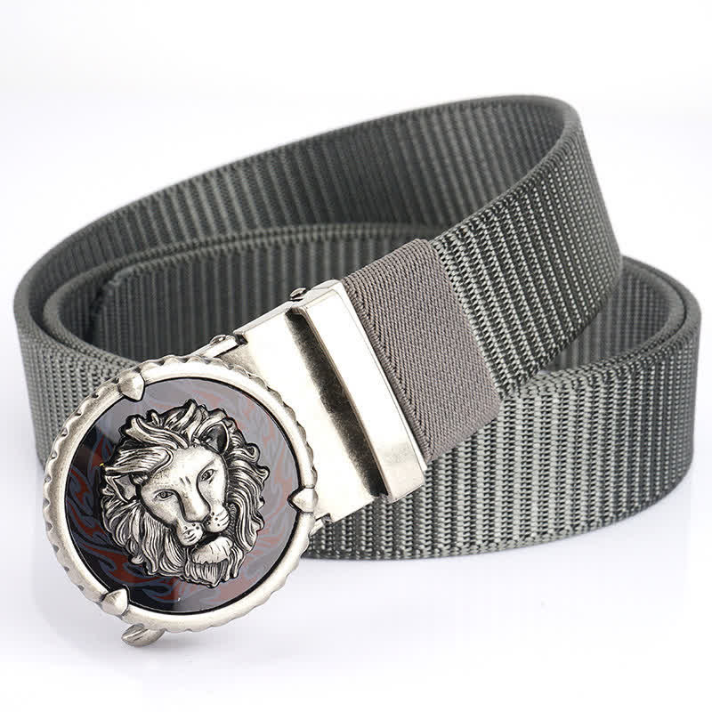 Praktischer Nylongürtel für Herren mit Löwenkopfmuster - Grau / Silber - 48" - image 19