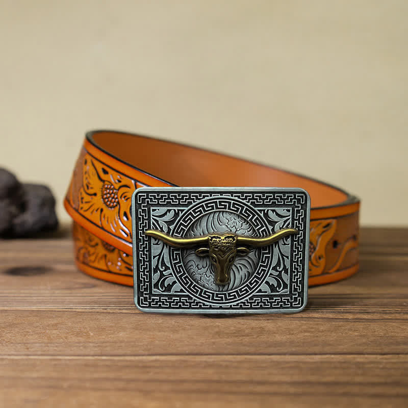 Herren DIY Western Schnalle Ledergürtel