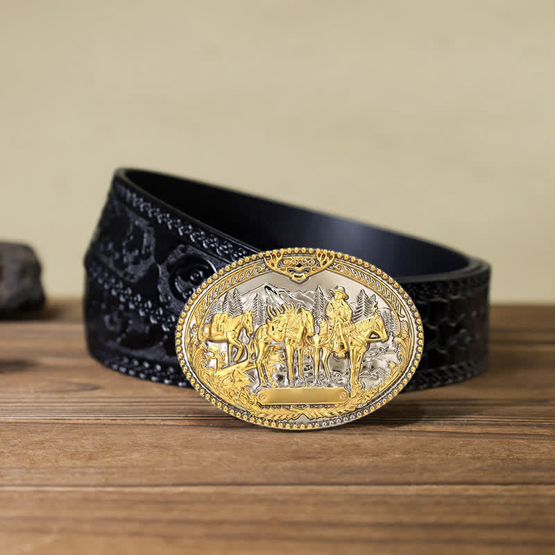 Herren DIY Cowboy Ritter Führt Pferd Schnalle Ledergürtel