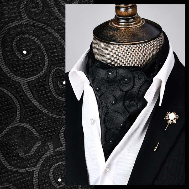 Schwarzer moderner Pracht-Blumenkrawatte im Ascot-Paisley-Muster - Schwarz - image 0