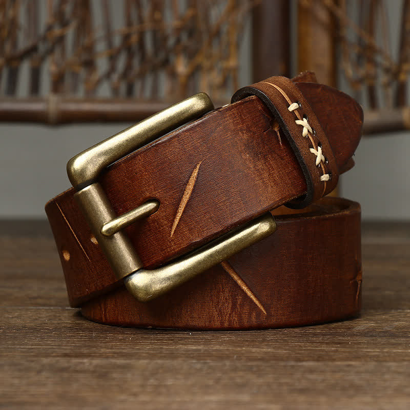 Herren Vintage Gürtel aus Leder mit ausgefallener Schnitzerei - image 7