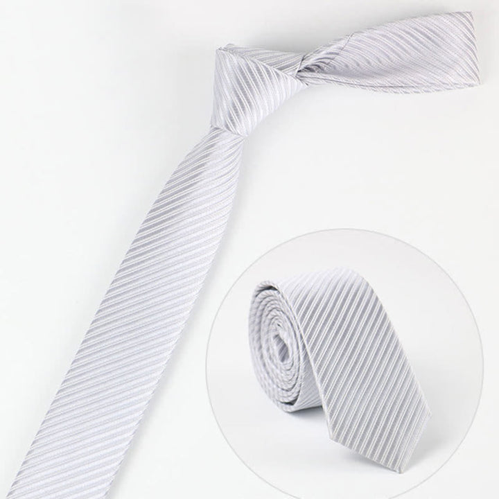 Herren Krawatte, einfarbig Grau, Blau, Weiß, Köper für den täglichen Gebrauch - Weiß - image 6