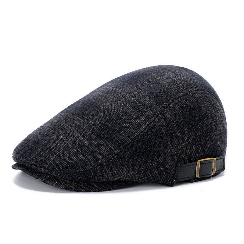 Künstler-Polarfleece-Kariertes Flat Cap Barett - Marineblau - Verstellbar (ca. 22"-23 1/4") - image 9