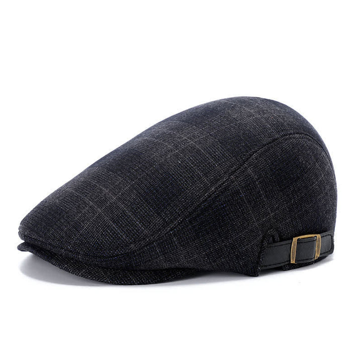 Künstler-Polarfleece-Kariertes Flat Cap Barett - Marineblau - Verstellbar (ca. 22"-23 1/4") - image 9