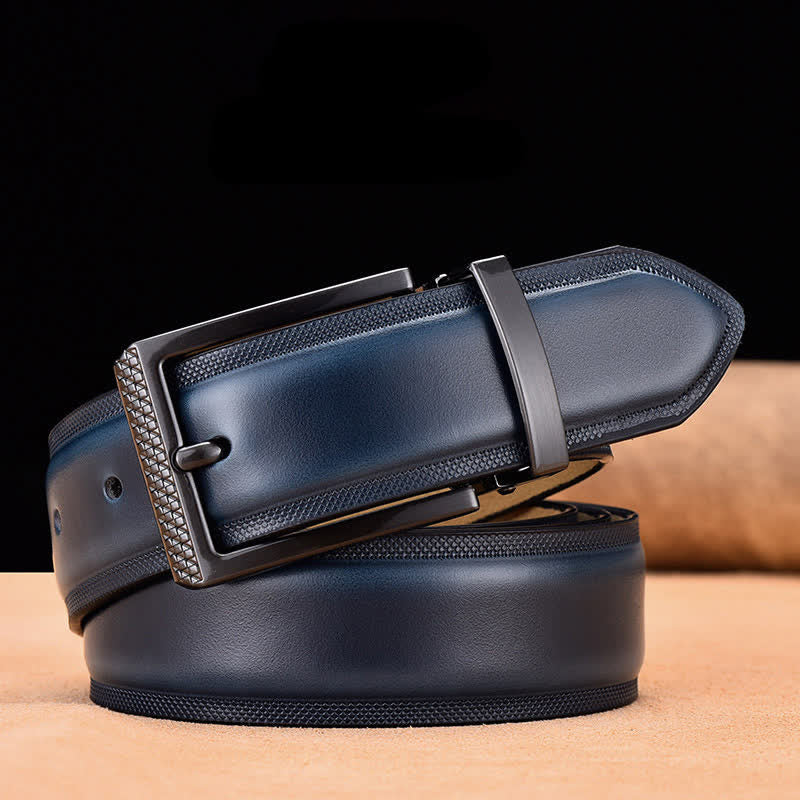 Herren Edler Schwarz und Silber Schnalle Ledergürtel - Dunkelblau & Schwarz - 46 - image 6