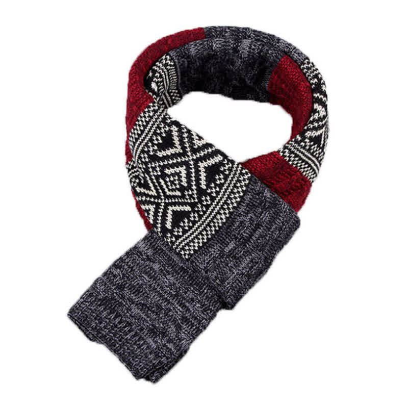 Herren Argyle Gestrickter Color Block Schal