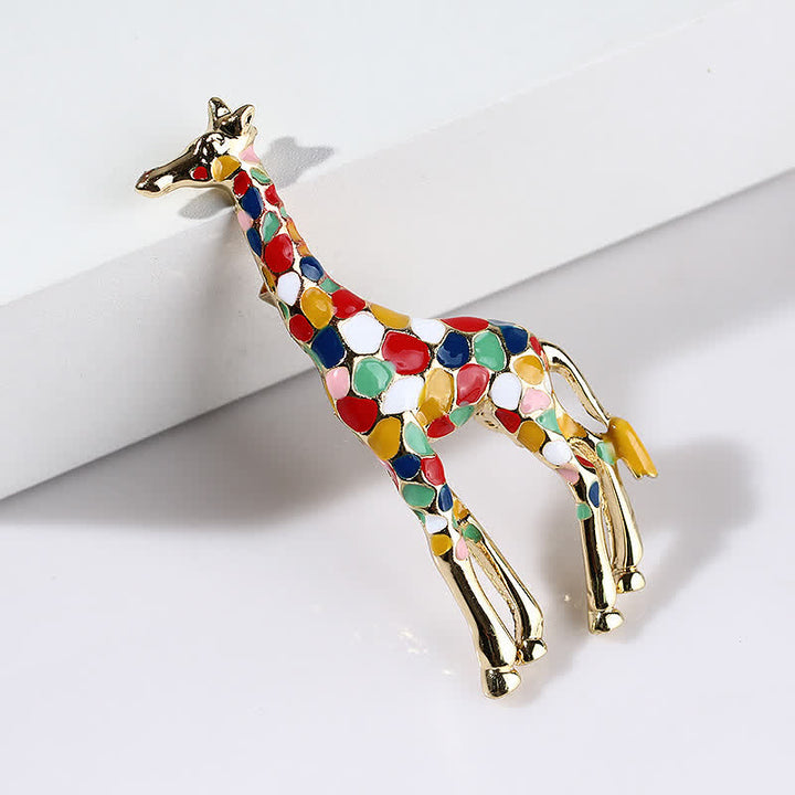 Damen Cartoon Glänzende Emaille Giraffenbrosche