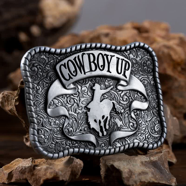 Männer DIY Cowboy Up Rodeo Horse Schnallengürtel aus Leder