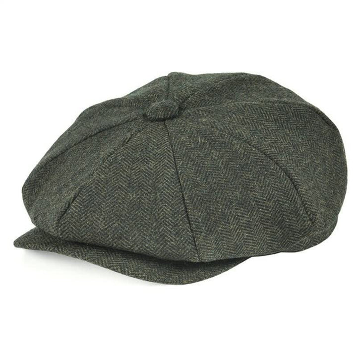 Klassische Fischgrätenmuster Tweed Achteckige Baskenmütze - Armeegrün - M (22"-22 7/8") - image 2