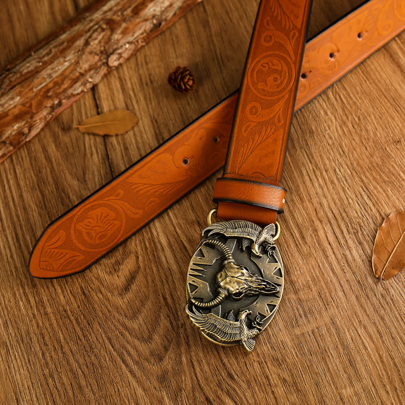 Herren Vintage Bull &amp; Dual Eagles Ledergürtel