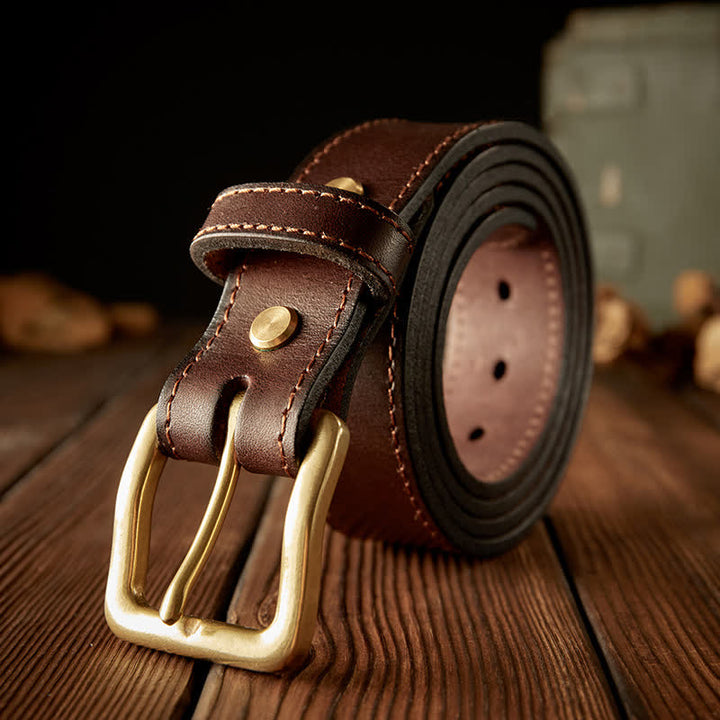 Herren-Ledergürtel im Vintage-Stil mit einfacher Dornschließe