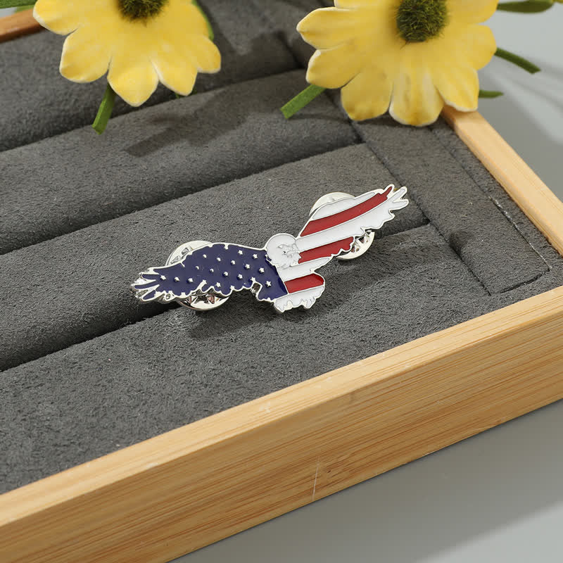 Herrenemaillierte Amerikanische Flagge Geier Brosche