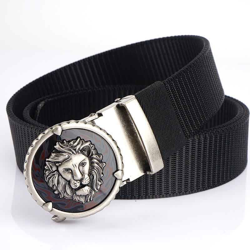 Praktischer Nylongürtel für Herren mit Löwenkopfmuster - Schwarz / Silber - 48" - image 16