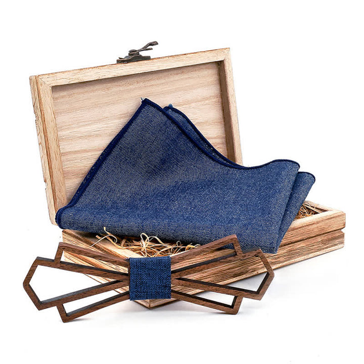 2Stk. Herren Neuheit Hohl Holz Fliege Set
